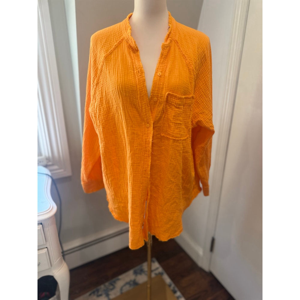 Aerie | Women’s Pool Party Swim Cover Up Gauze 100% Cotton | Orange | Size XS